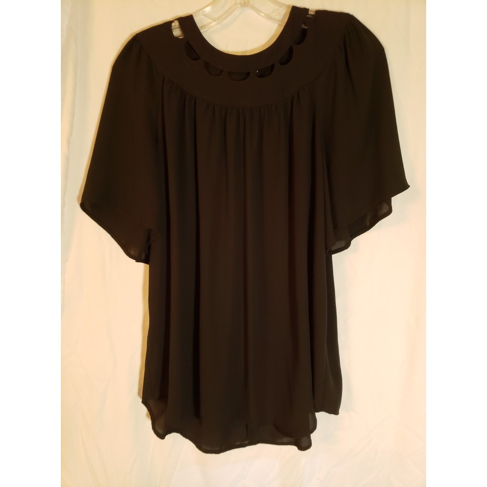 Women's Ann Taylor Black Short Sleeve Blouse Size M